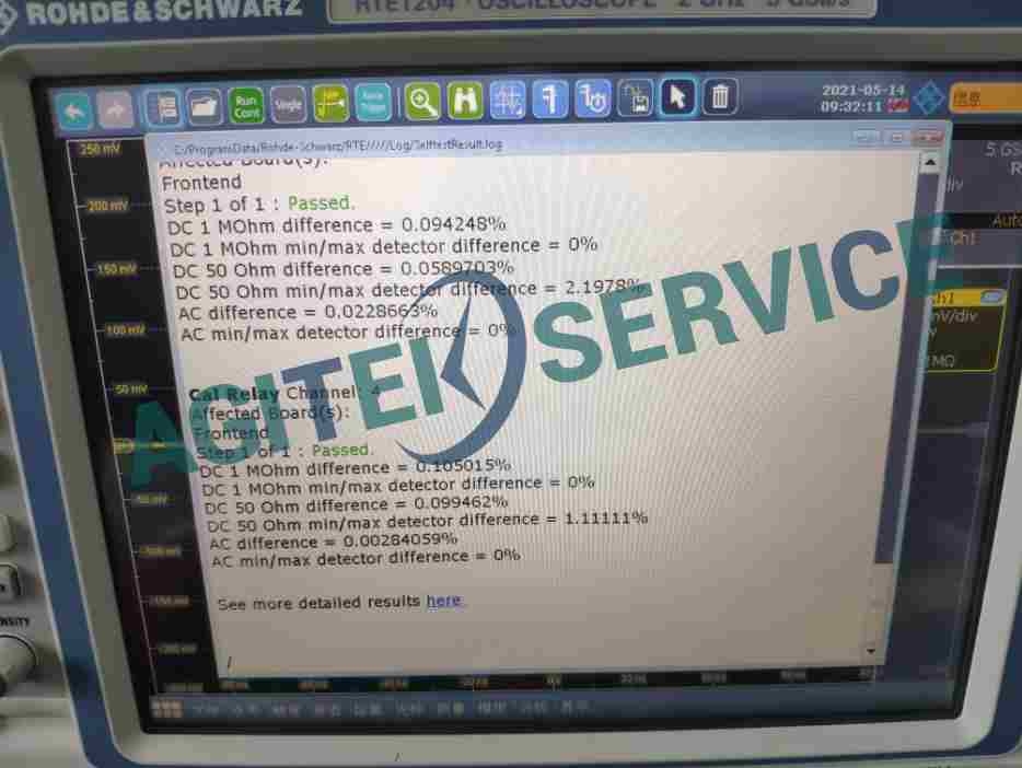 R&S oscilloscope RTE1204 out of tolerance repair